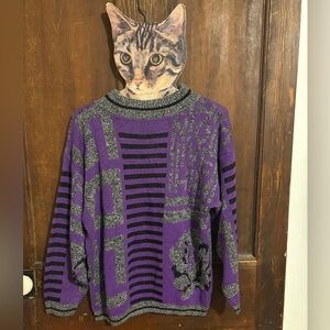 Vintage 90’s Arielle Purple and Black Knit Sweater
